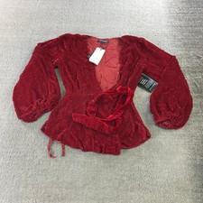 Retrofete Top Mujer Extra Pequeño Rojo Lentejuelas Bette Top Bata Abrigo Cárdigan