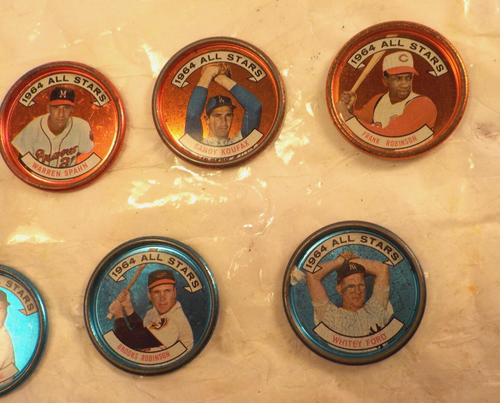 Moneda de colección 8 piezas 1964 Topps All Stars-Ford-Kaline-Robinson-Spahn-Koufax-Yastrzemski - Imagen 13 de 16