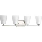 Leap Collection 4-Light Brushed Nickel Etched Glass Modern Vanity Light