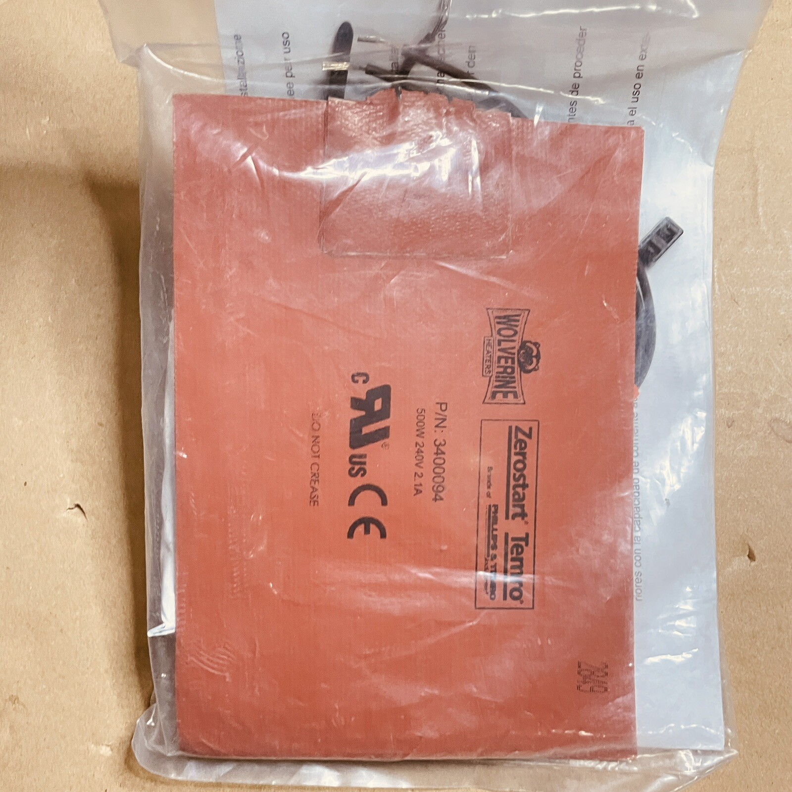 Zerostart 3400094 Silicone Pad wolverine heaters, Heater 240 Volts 500