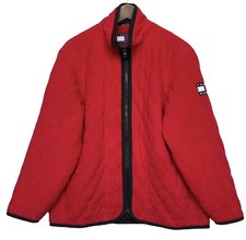 Tommy Hilfiger Women's Quilted Jacket Size M Full Zip Red Pockets Lined
