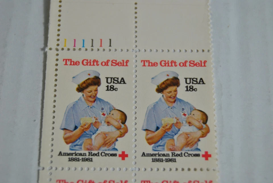 The Gift of Self American Red Cross 18c Plate Block of Four Scott 1910 - Image 2 of 4