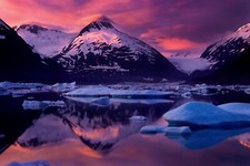Anime glacier cold mountains sunset nature alaska snowy Play Gaming Mat Desk