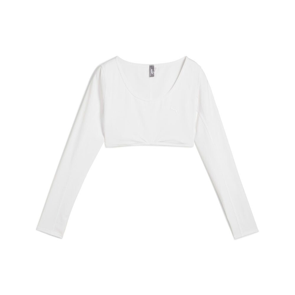 Топ с длинным рукавом и круглым вырезом Puma Comfort Женские белые повседневные топы 52681802