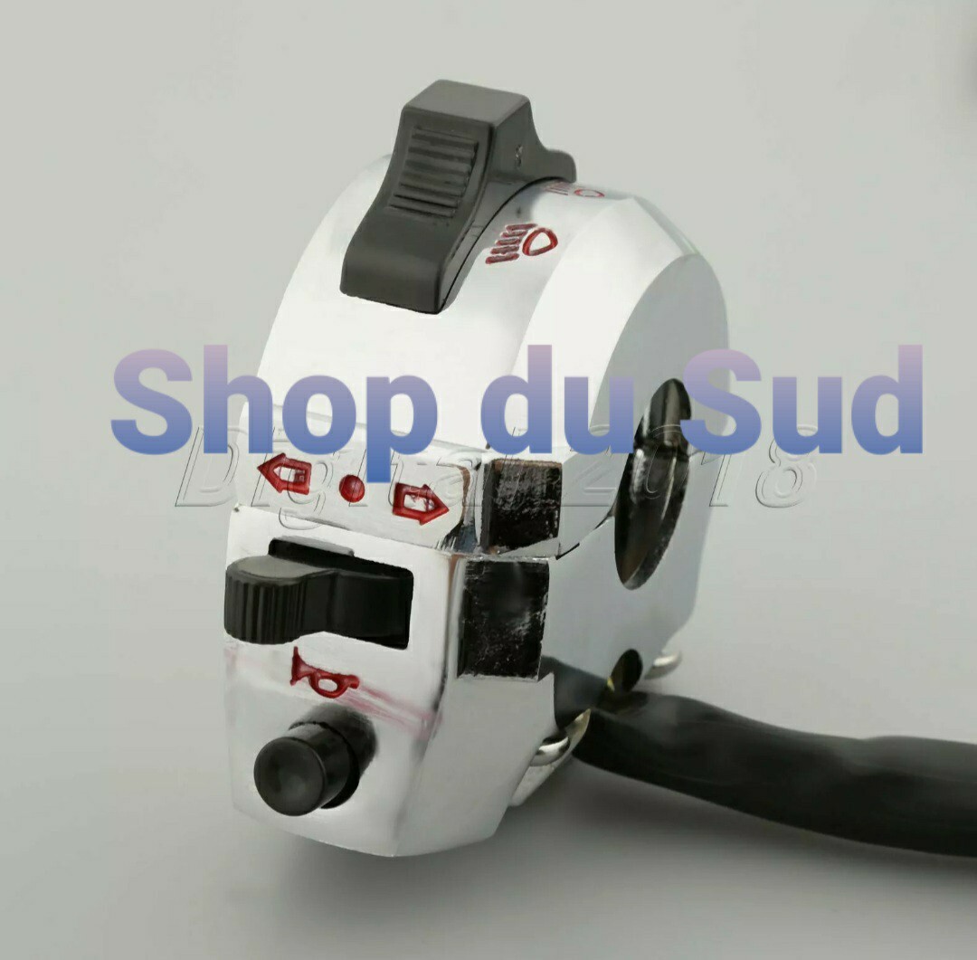 Commodo moto alu chrome universel pour Harley et custom