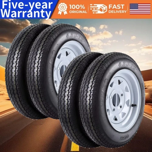 ✅4pack Trailer Tires 4 Lug on 4'' for Travel/Camper/Landscape Load Range C 6PR