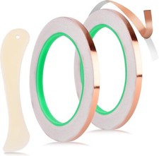 2pcs Copper Foil Tape Kit for Stained Glass, 1/5"x65.6 Feet Double-Sided