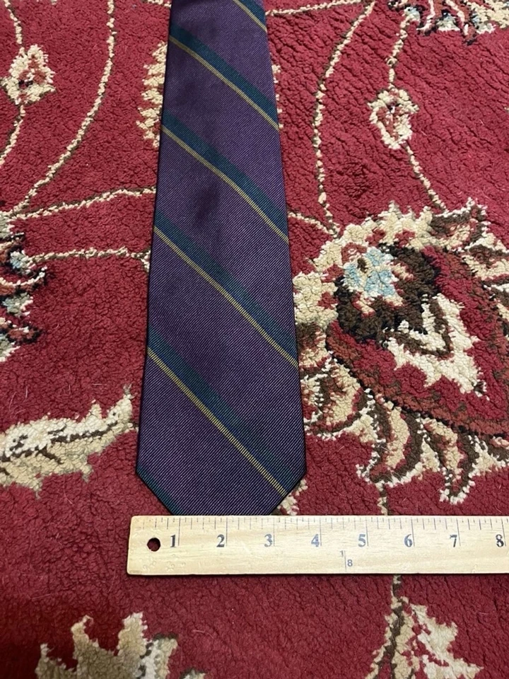 Corbata de cuello Pendleton de seda pura a rayas horizontales vintage para hombre Foto 3 de 4