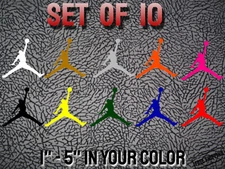 Air Michael Jordan Jumpman Logo vinyl decal MJ Die Cut Sticker Set of 10