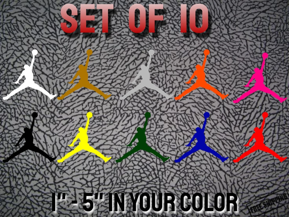 ORACAL Air Michael Jordan Jumpman Logo vinyl decal MJ Die Cut Sticker Set of 10