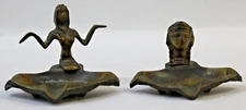 Two Antique Brass Egyptian Ashtrays Art Deco Pharaohs
