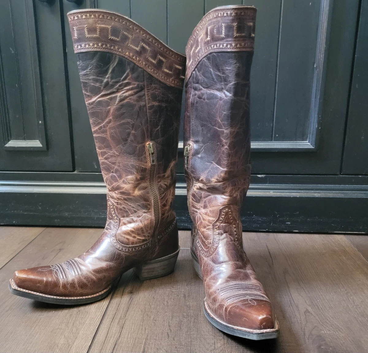 ARIAT R Heritage Bottes de cowgirl western à bout rond en cuir pour femme, marron vieilli, pointure 39