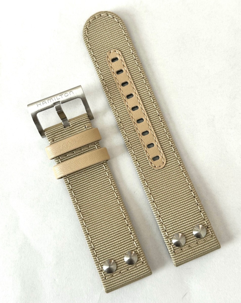 HAMILTON　純正ベルト　スウェード　ベージュ　22mm Original Hamilton Khaki 22mm Beige Canvas Watch Band Strap