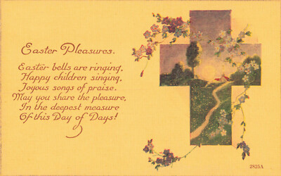 Postcard Easter Pleasures Bells Ringing Happy Children Joyous Songs Pleasure DB