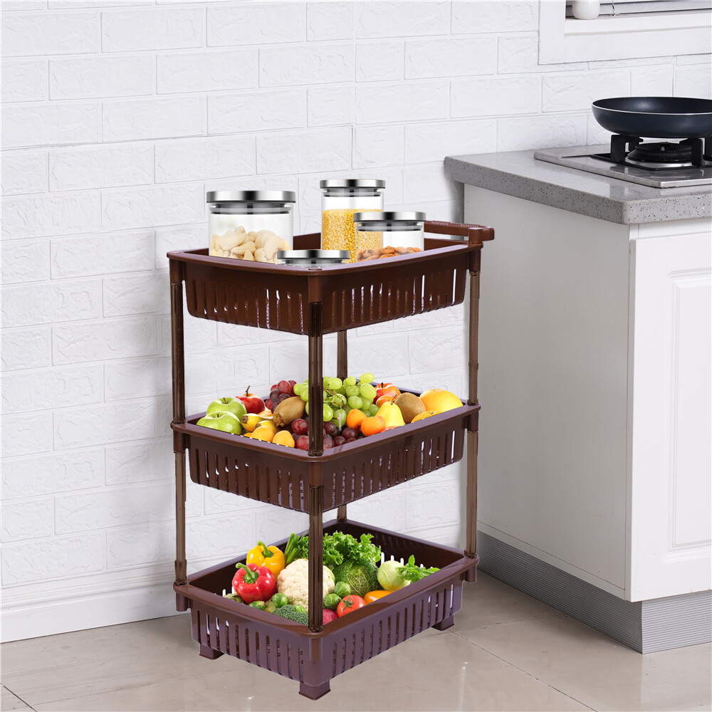 3 -Tier Kitchen Basket Storage Trolley Organiser Vegetable Rack On ...