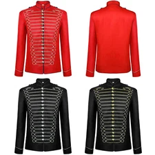 Mens Coat Party Jacket Masquerade Costume Drummer Halloween Queen Uniform Adult