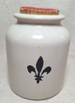 Vintage French Stoneware Mustard Pot Red Lid CROCK Moutarde De Meaux Pommery 67L