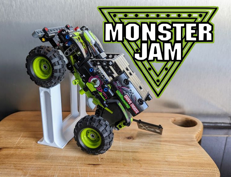 3D Display Stand for Lego Technic Monster Jam Grave Digger, Mutt
