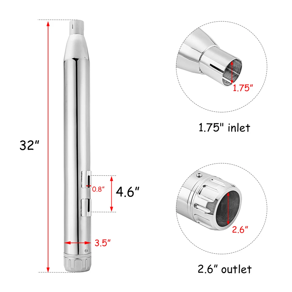 3.5" Deep Tone Throaty Sound Slip-On Mufflers Exhaust For 95-16 Harley Touring - Image 2 of 4