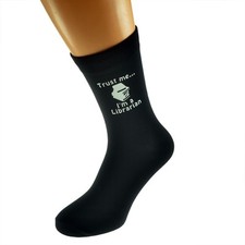 Trust me I'm a Librarian Image Design Mens Black Socks X6N360