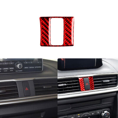 For Mazda 3 Axela 2013-2018 Red Carbon Fiber Car Warning Lamp Button Cover Trim