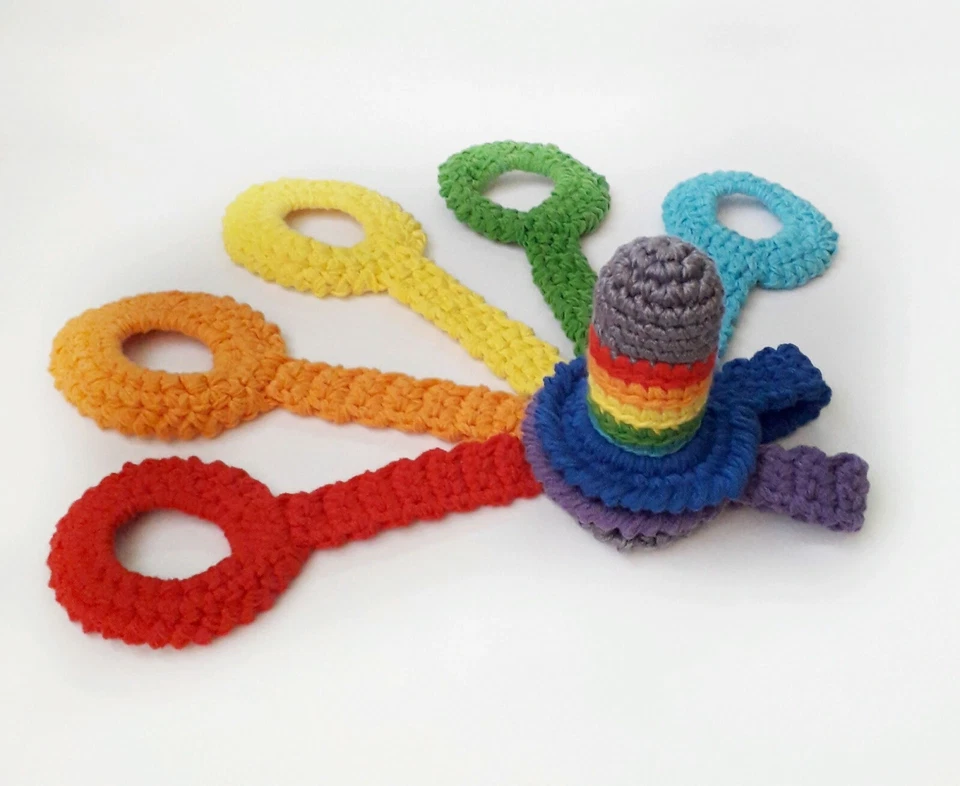 Pattern Waldorf and Montessori eco toy Pattern rainbow pyramid with rings - Image 2 of 4