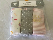 New Carter's 3 Pack Underwear Girls Panties Princess stripes and dots  U pick