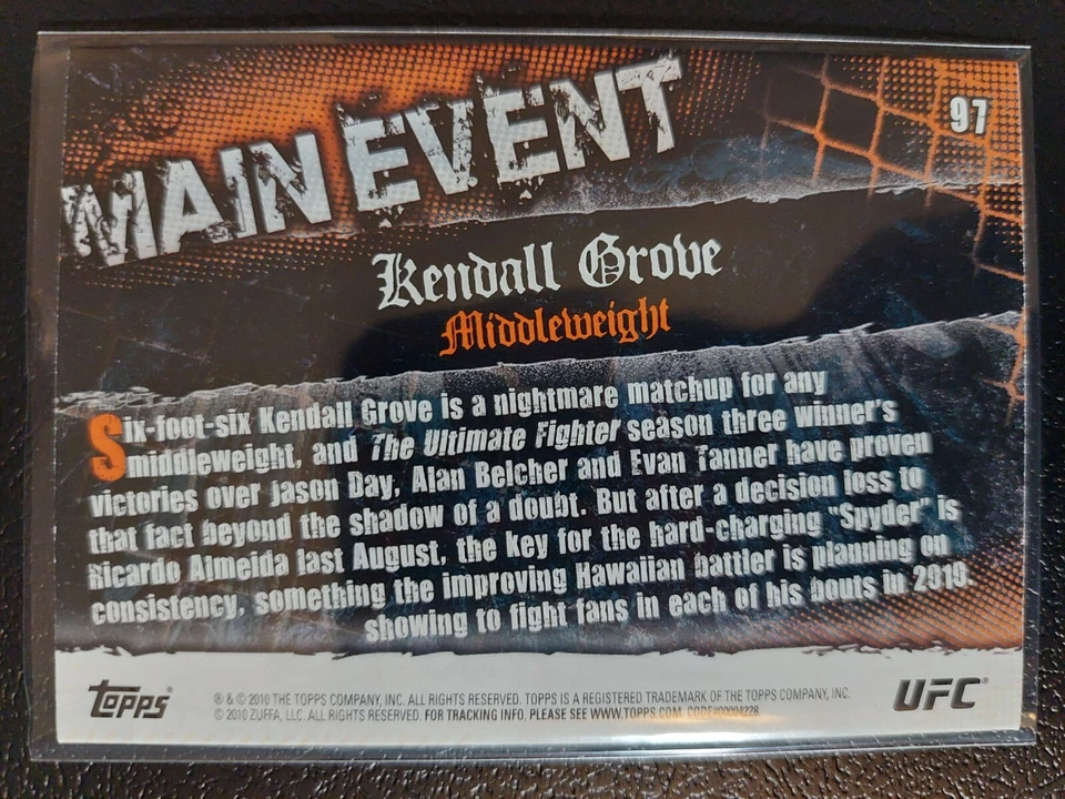 Kendall Grove #97 2010 UFC Main Event Thick Gold Parallel - Image 2 of 2