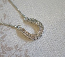 Lucky Horseshoe Crystal Silver Plated Necklace Perfect Gift for Her