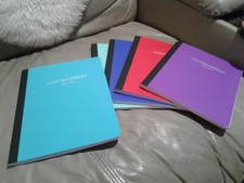 5 x New Poly Composition Book, 9-3/4" x 7-1/2", Wide Rule,80 sheets