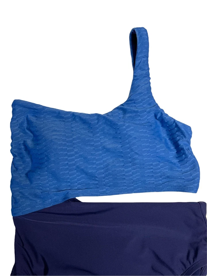 Tankini Espléndido Dos Tonos Azul Recortado Talla M Nuevo Con Etiquetas Foto 3 de 4