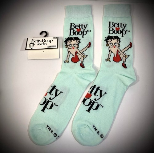 Betty Boop Men’s Socks Novelty Fun Crew Fit New Light Blue Mint Green Size 6-12 - Picture 4 of 6
