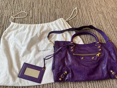 Balenciaga City Gold Studs Purple Satchel Lambskin New Bag Balenciaga City Gold Studs Purple Satchel Lambskin New Bag