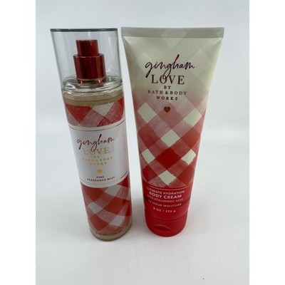 Bath & Body Works Gingham Love Fragrance Mist and Body Cream Set Red White