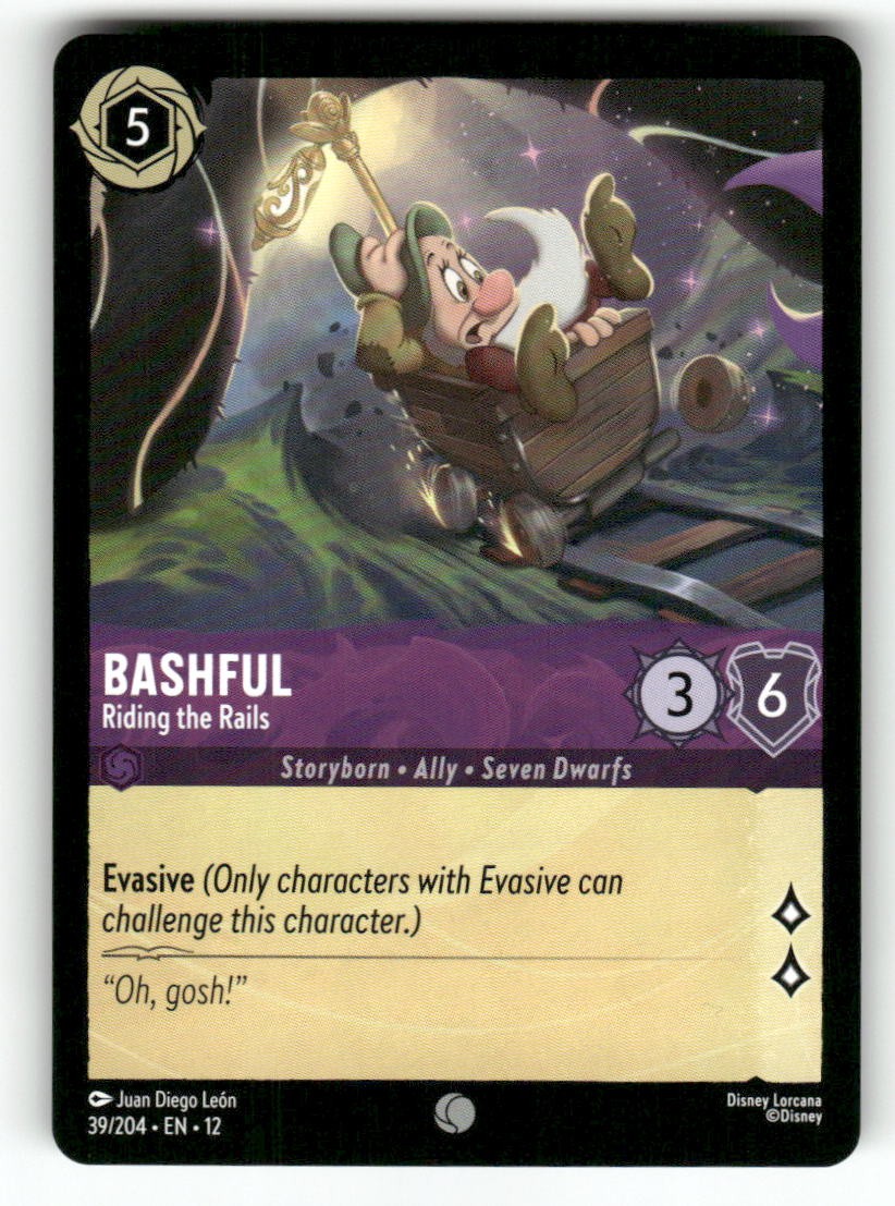 Bashful - Riding the Rails (Foil) 39/204 - C Wilds Unknown Lorcana Cold Foil NM
