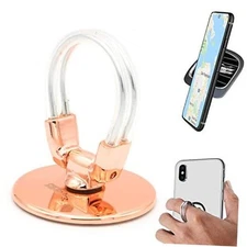  Phone Finger Ring Holder, 4 in 1, Universal Metal Phone Ring, Table Stand Rose