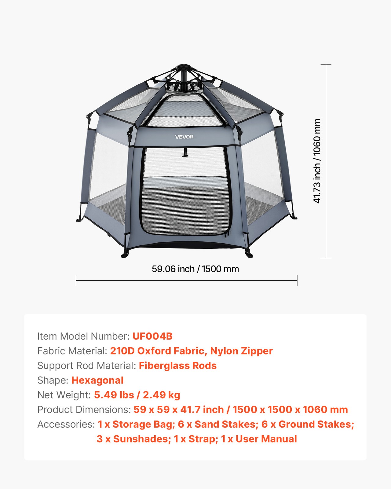 VEVOR Baby Playpen Indoor & Outdoor Portable Play Yard with UPF 50+ Sunshades