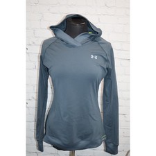 Under Armour Hoodie Womens Small Blue ColdGear Fitted Long Sleeve Pullover