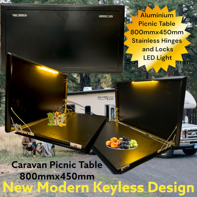 JAYCO SUITABLE CARAVAN TABLE FOLDING PICNIC TABLE 800x450mm LOCKABLE BLACK | eBay Australia