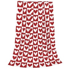 Valentine's Day Throw Blanket Red Heart Plaid Blanket Romantic Love Decorativ...