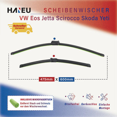 Scheibenwischer vorne Satz für VW Golf 6 Scirocco Eos Jetta Skoda Yeti mit Tuch