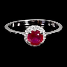 925 Sterling Silver Ring Round Ruby 5mm Natural Gemstone Jewelry Size 7