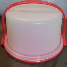 Vintage Tupperware Tuppertoys 1498 Single Cup Cake Taker with Carolier Mini Red