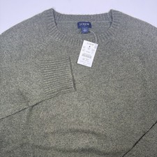 J Crew Re Imagined Mens Large Lambswool Blend Crewneck Sweater Olive Green NWT