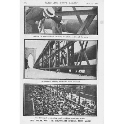 NEW YORK The Break on the Brooklyn Bridge - Antikdruck 1901