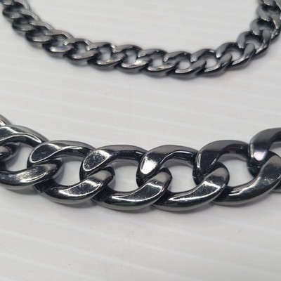 Chunky Link Metallic Grey Belt Handmade Grey Chain Link Belt, Adjustable Fashion Accessory  main image 4