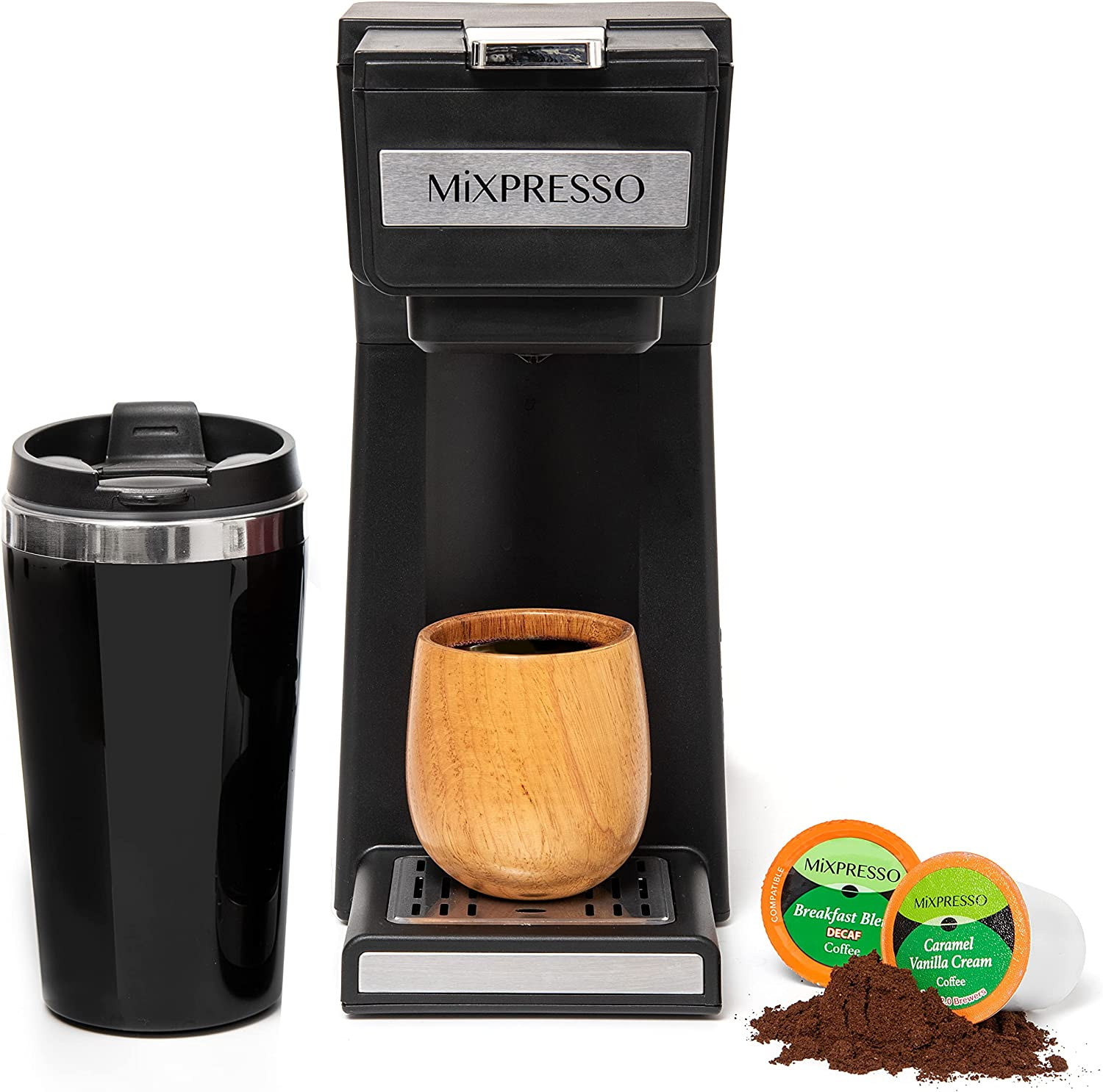 Single Serve For Ground Coffee & Compatible With K Cup Pods, With 1