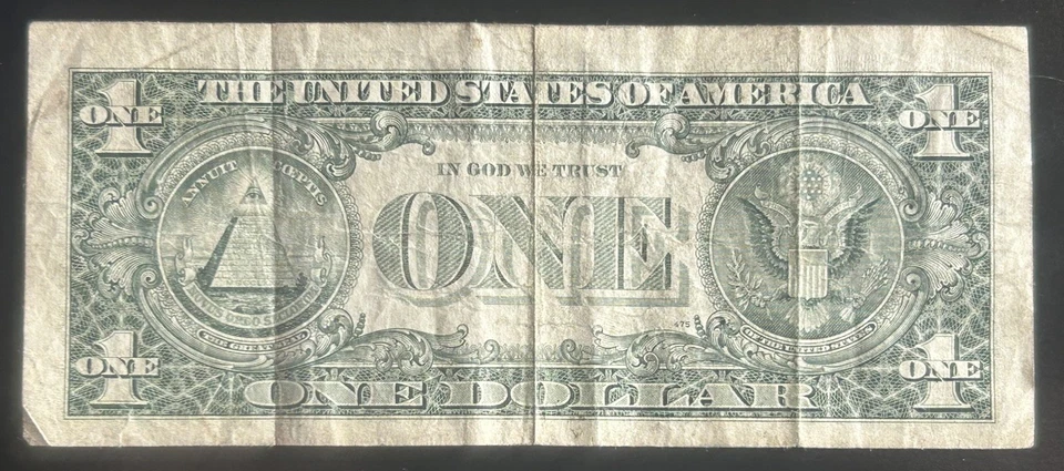 (NEAR SOLID!) $1 *WORN* Binary Solid 7 In A Row Fancy Serial Number F11111117A - Image 3 of 4