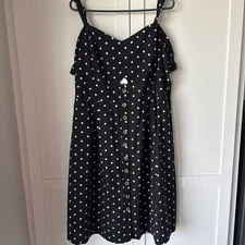 City Chic - Black Polka Dot Dress - Size 18 - NWT - Button Side