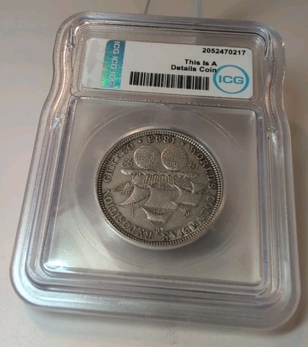 1893 Columbian Silver Commemorative Half Dollar 50C ICG AU Quality - Picture 2 of 9